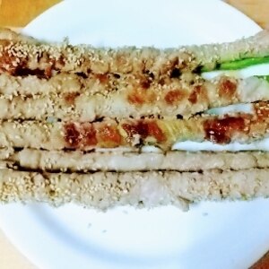 アスパラの肉巻き、ポン酢焼きでさっぱりと美味しい♪